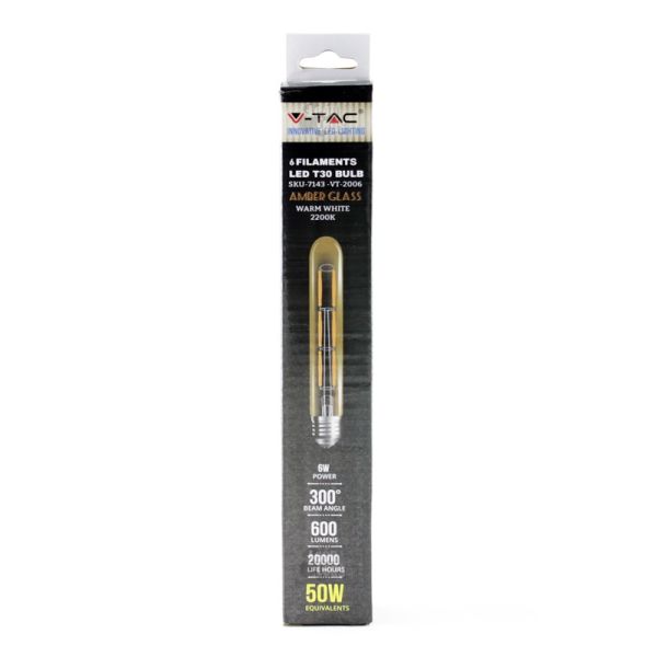 LED Glühbirne E27 T30 -6W- Filament 360º