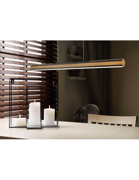 Deco con Lámpara de techo LED de madera natural con interruptor para regular intensidad y color de luz regulable | LeonLeds