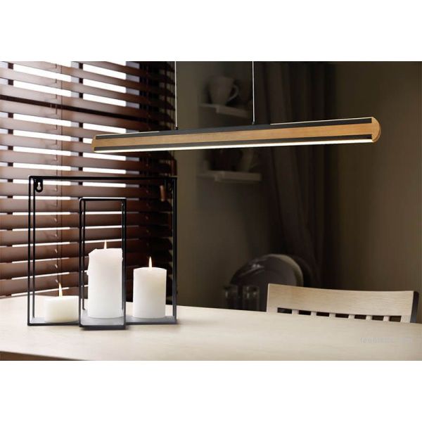 Deco con Lámpara de techo LED de madera natural con interruptor para regular intensidad y color de luz regulable | LeonLeds