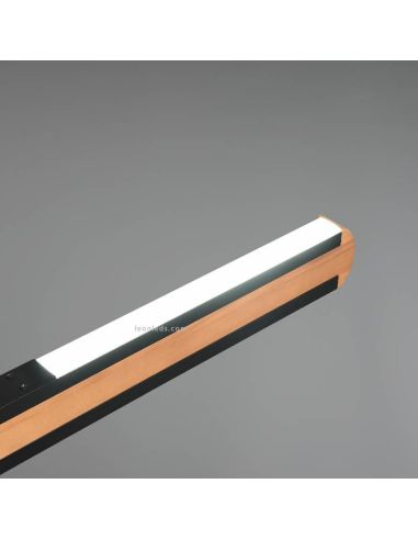 Détail de Switch Plafonnier LED en bois naturel avec interrupteur pour régler l'intensité et la couleur de la lumière réglable