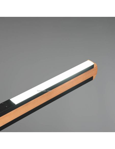 Détail de Switch Plafonnier LED en bois naturel avec interrupteur pour régler l'intensité et la couleur de la lumière réglable