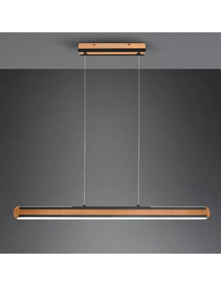 Plafonnier LED en bois naturel avec interrupteur pour régler l'intensité et la couleur de la lumière réglable | leonleds