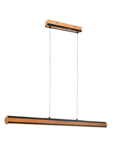 Lámpara de techo LED de madera y negra natural con interruptor para regular intensidad y color de luz regulable | LeonLeds