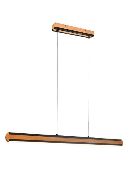 Candeeiro de tecto LED em madeira e preto natural com interruptor para regular a intensidade e cor da luz regulável | leonleds