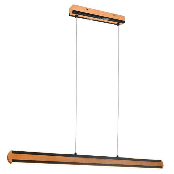 Lámpara de techo LED de madera y negra natural con interruptor para regular intensidad y color de luz regulable | LeonLeds