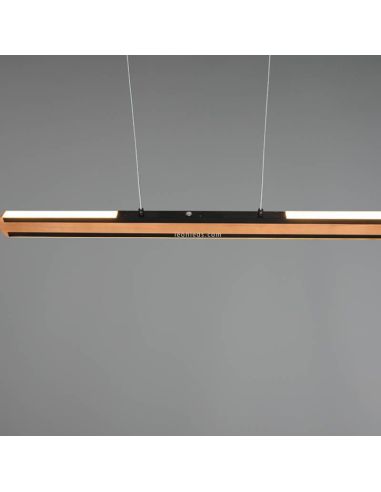 Candeeiro de teto LED em madeira natural com interruptor para regular a intensidade e cor da luz regulável | leonleds