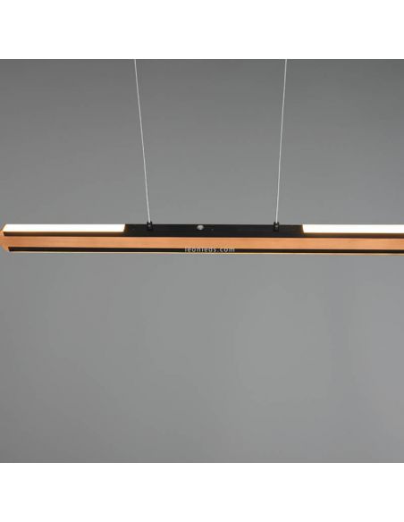 Candeeiro de teto LED em madeira natural com interruptor para regular a intensidade e cor da luz regulável | leonleds