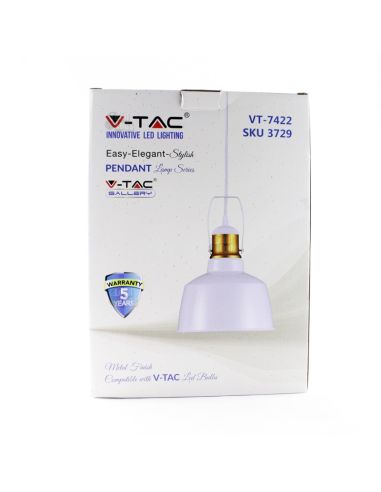 Lámpara de Techo Blanca y Dorada Vintage 3729 Vtac Supensión | LeonLeds