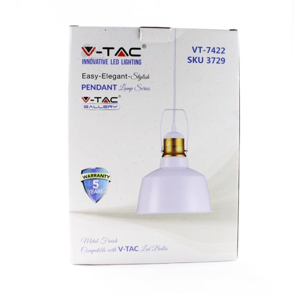 Lámpara de Techo Blanca y Dorada Vintage 3729 Vtac Supensión | LeonLeds