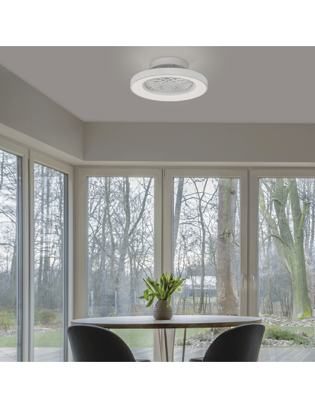 Plafonnier LED blanc tibétain avec mini Ventilateur | LeonLeds Lighting