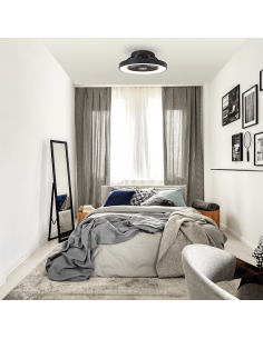 Plafón LED Mini Ventilador Negro Tibet | LeonLeds Iluminación 2