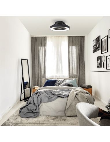 Plafón LED Mini Ventilador Negro Tibet | LeonLeds Iluminación