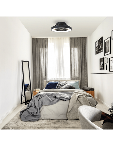 Plafón LED Mini Ventilador Negro Tibet | LeonLeds Iluminación
