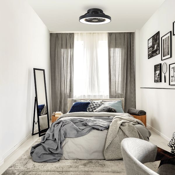 Plafón LED Mini Ventilador Negro Tibet | LeonLeds Iluminación