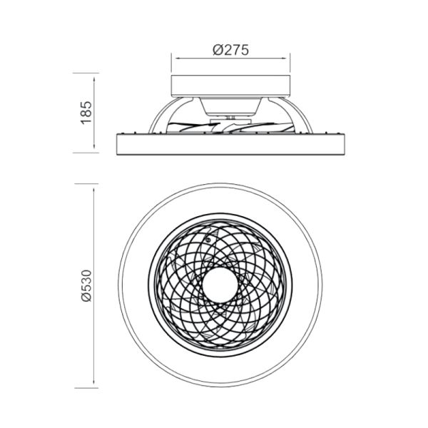 Plafón LED Mini Ventilador Negro Tibet | LeonLeds Iluminación