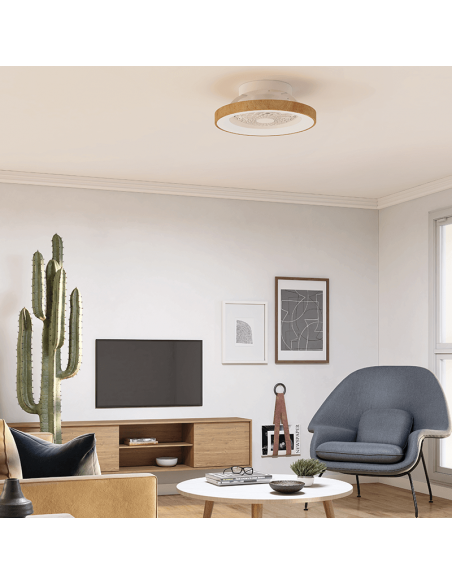 Plafón LED Mini Ventilador Madera Tibet | LeonLeds Iluminación