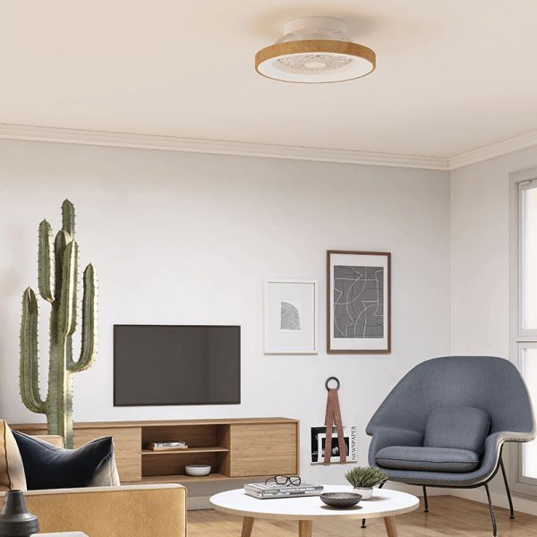 Ventilateur de plafond LED intégré, mini Ventilateur en bois Tibet 7806 Mantra | LeonLeds