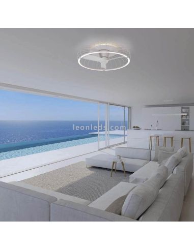 Ventilateur de plafond blanc avec lumière d'ambiance Nature