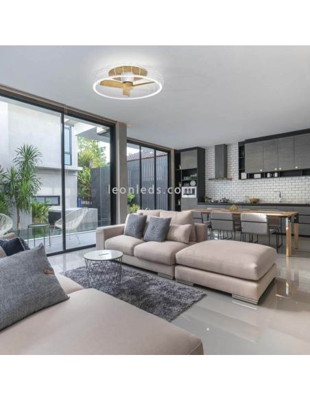 Ventilador de techo LED silencioso Nature blanco y madera ambiente