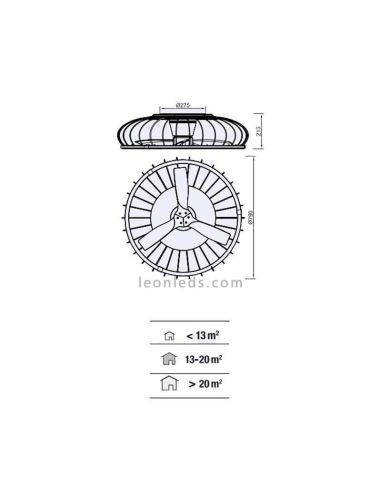 Ventilador de techo LED silencioso Nature blanco y madera dimensiones