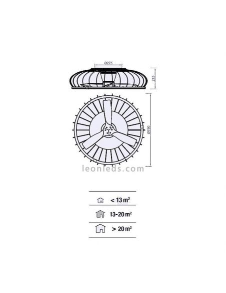 Ventilador de techo LED silencioso Nature blanco y madera dimensiones
