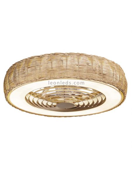 Kilimanjaro rattan LED ventilador de teto com controle remoto