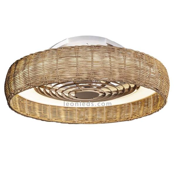 Ventilador plafón LED Kilimanjaro de ratán con mando opción de montaje 2