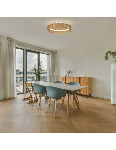 Ventilador de teto LED Rattan Kilimanjaro com opção de montagem remota 2 quartos