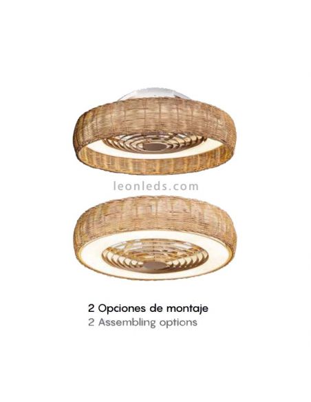 Instalação de ventilador de teto LED Rattan Kilimanjaro