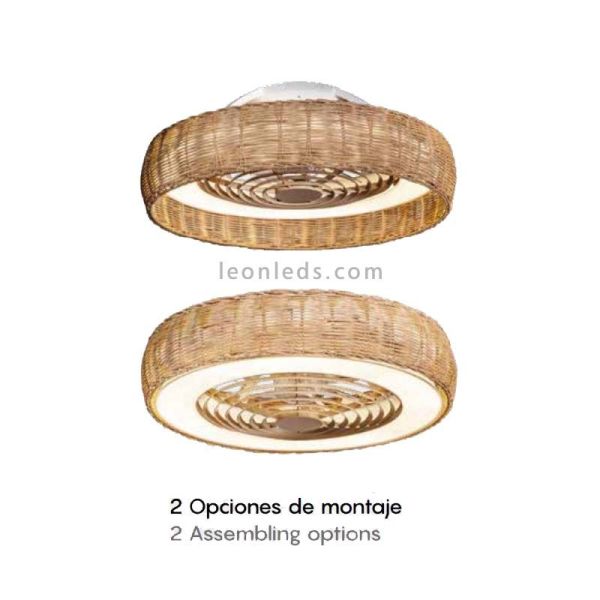 Ventilador plafón LED Kilimanjaro de ratán instalación