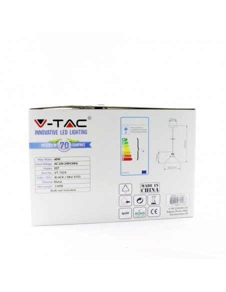 Lámpara Colgante Campana -Negro-