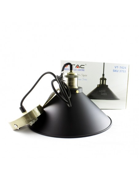 Candeeiro pendente em forma de sino -preto-