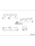 Réglette noire 3 spots Marley TrioMesures d'éclairage | plafonnier 48 cm | Éclairage LeonLeds