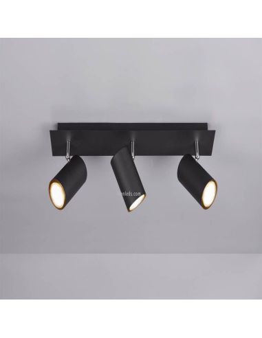Regleta 3 focos negra Marley TrioLighting | lámpara de techo | LeónLeds Iluminación