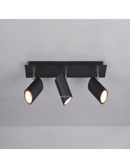 Regleta 3 focos negra Marley TrioLighting | lámpara de techo | LeónLeds Iluminación