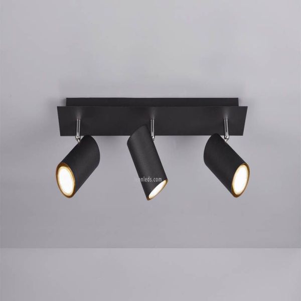 Regleta 3 focos negra Marley TrioLighting | lámpara de techo | LeónLeds Iluminación