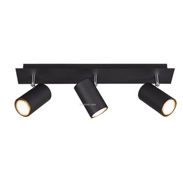 Regleta 3 focos negra Marley TrioLighting | lámpara de techo png | LeónLeds Iluminación