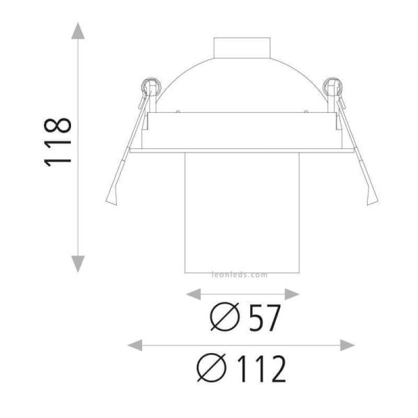 Foco empotrable Gina dimensiones | LeonLeds