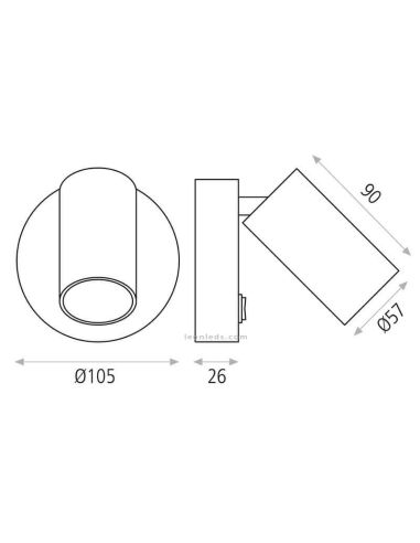 Applique murale Gina blanc Mesures| LeonLeds