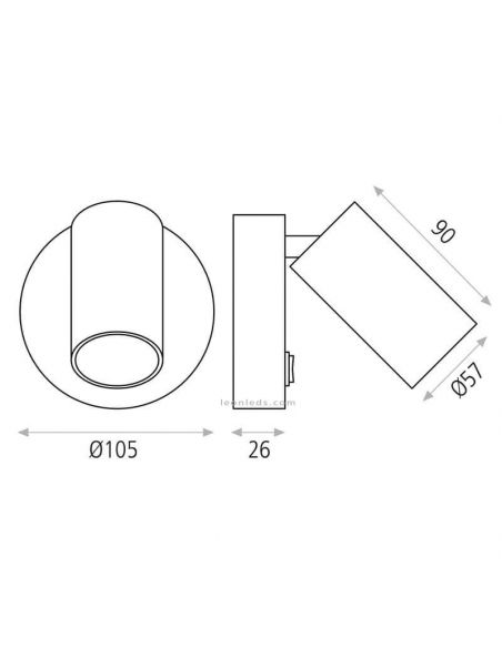 Applique murale Gina blanc Mesures| LeonLeds