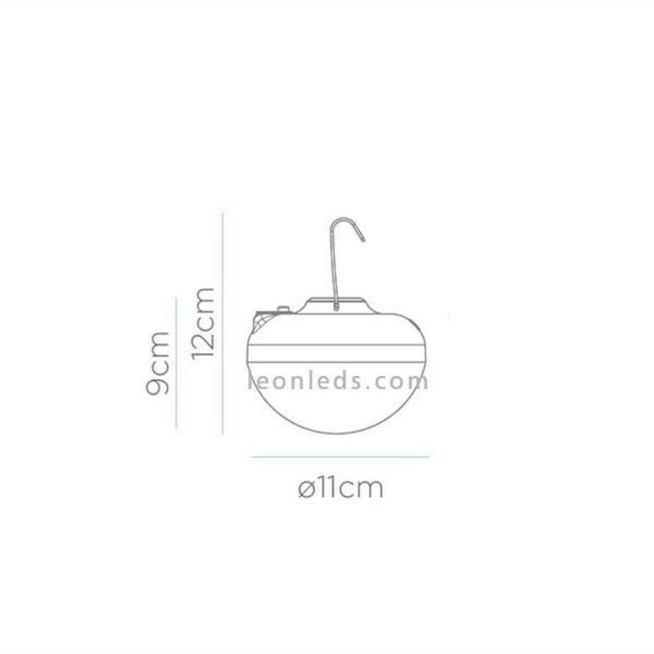 Dimensões da lâmpada LED recarregável cereja