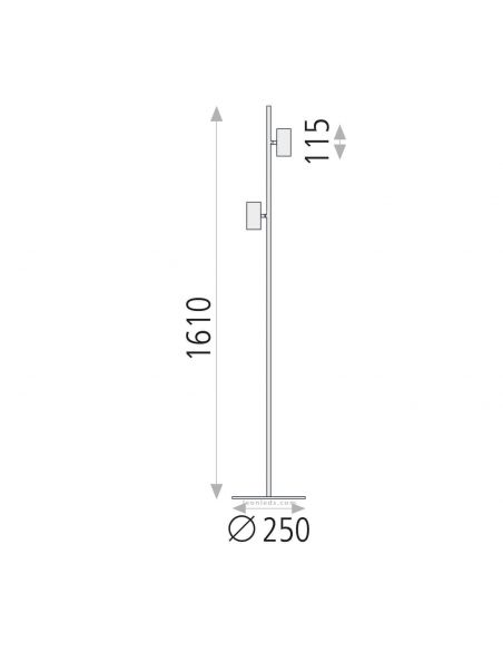 Mesures du lampadaire Gina blanc | leonleds