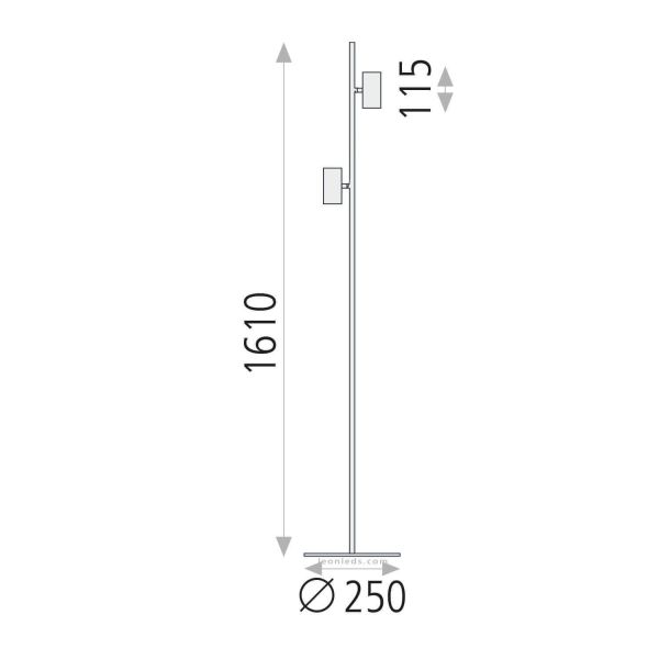 Mesures du lampadaire Gina blanc | leonleds