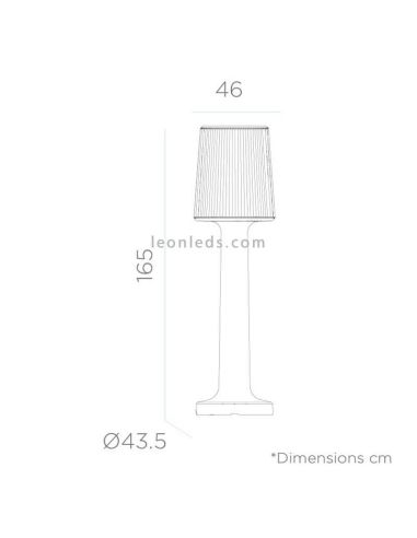 Lámpara de pie exterior recargable Carmen 165 dimensiones