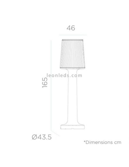 Lámpara de pie exterior recargable Carmen 165 dimensiones