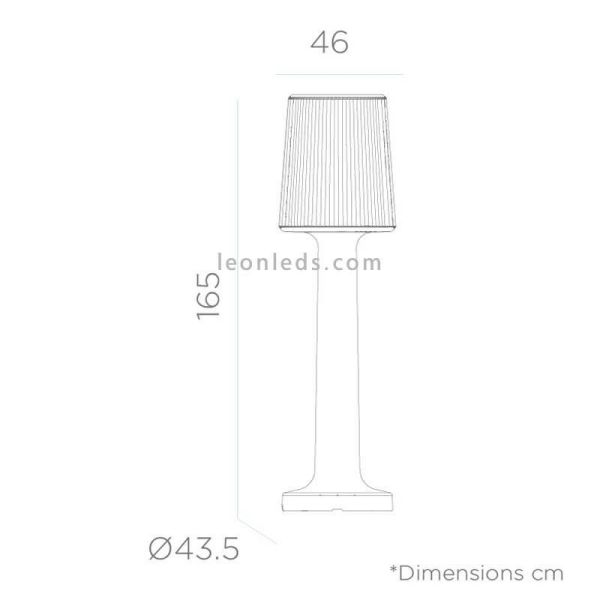 Lampadaire d'extérieur rechargeable Carmen 165 dimensions