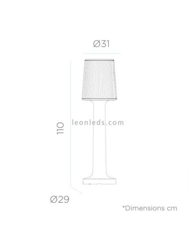 Lámpara de pie exterior recargable Carmen 110 dimensiones