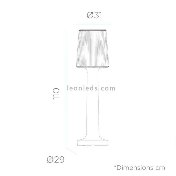 Lámpara de pie exterior recargable Carmen 110 dimensiones