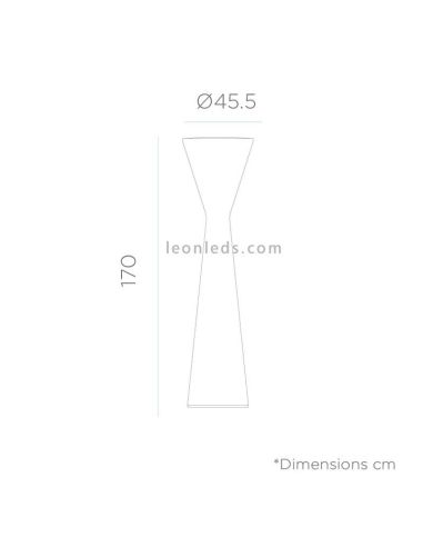 Lámpara de pie Konika 170 con cable o batería recargable dimensiones