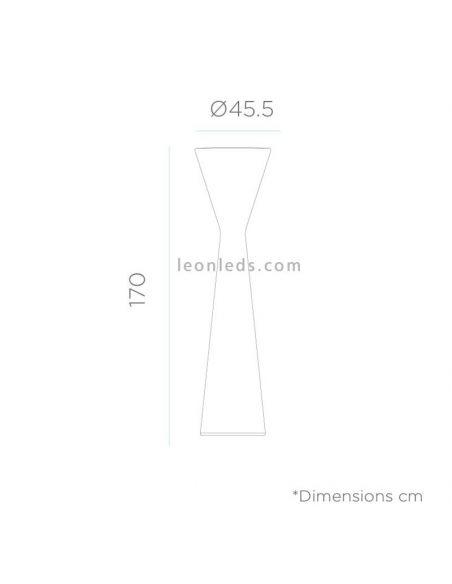 Lámpara de pie Konika 170 con cable o batería recargable dimensiones